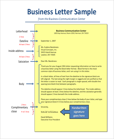 standard formal business letter