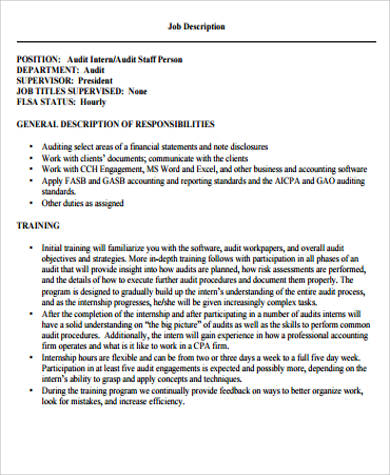 audit intern job description pdf