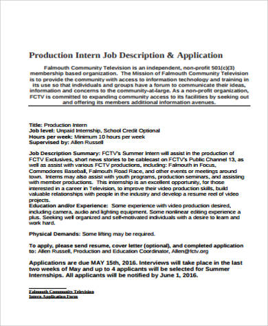 general production intern job description pdf