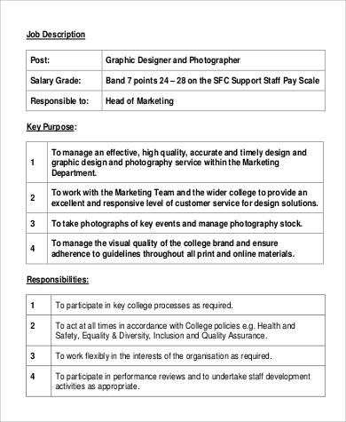 graphic designer and photographer job description