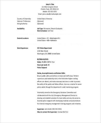 professional federal resume sample