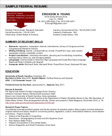 example of a federal resume