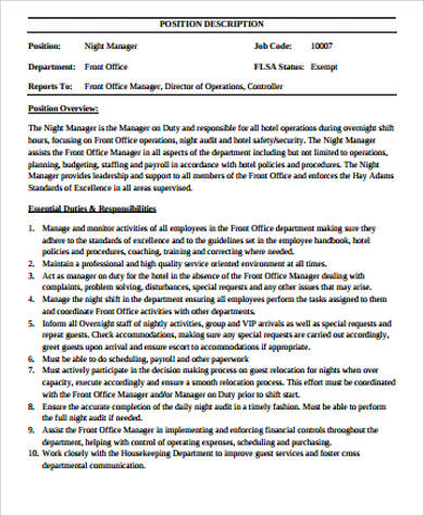 night audit manager job description pdf