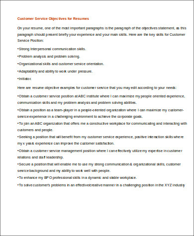 customer service medical resume objective