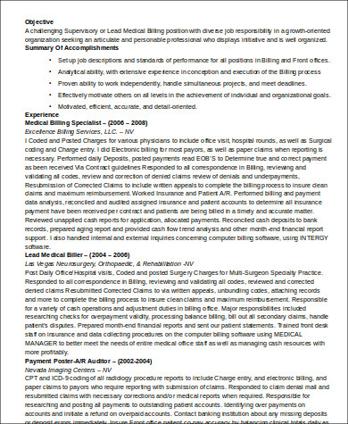 medical billing specialist resume sample