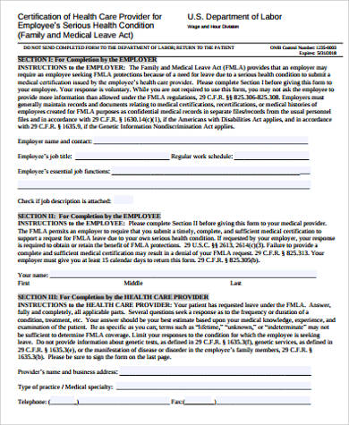 employee family medical leave act form