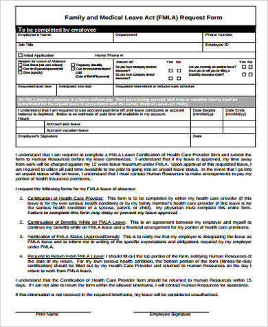 family medical leave act request form