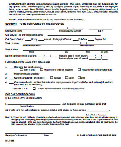 basic family medical leave act form