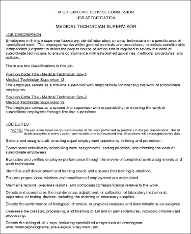 medical technologist supervisor resume pdf