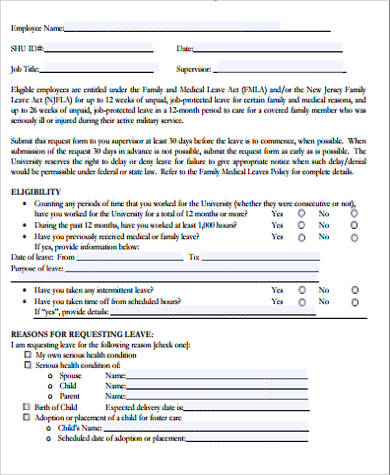 family medical leave act form example