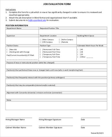 self job evaluation form pdf