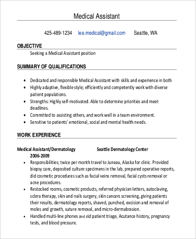 FREE 9+ Sample Medical Resume Templates in MS Word | PDF