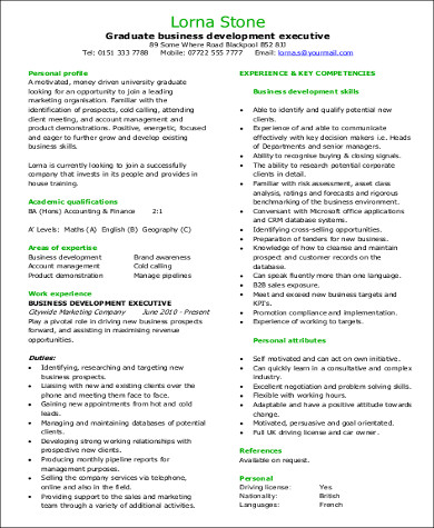 Free 8 Sample Business Development Executive Resume Templates In Ms Word Pdf