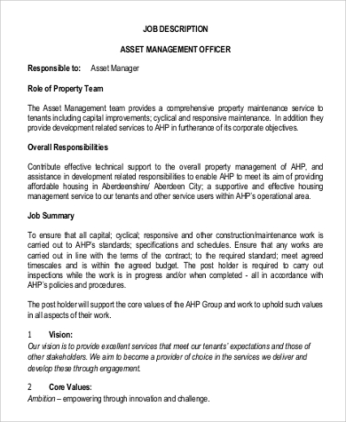 Asset Management Job Description - Free It Asset Manager ...