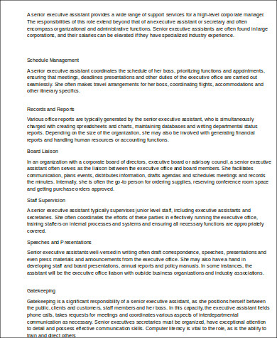 senior executive assistant job description resume1