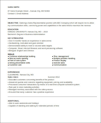 resume objective for entry level sales position