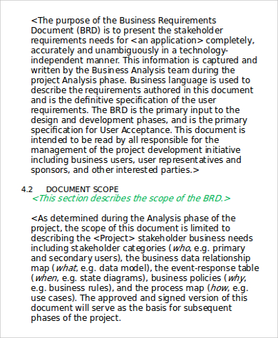 business requirement document sample