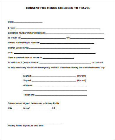 child travel medical consent form