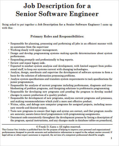  Computer Engineer Job Description  Sample 9 Examples in 