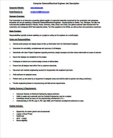 electrical and computer engineer job description