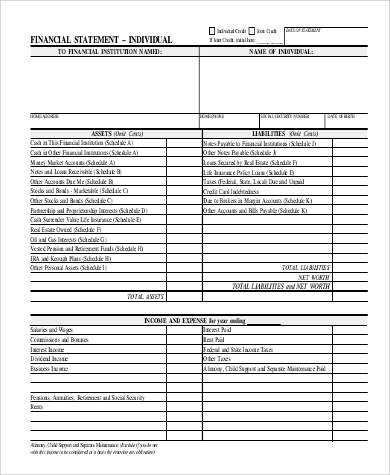 individual financial statement