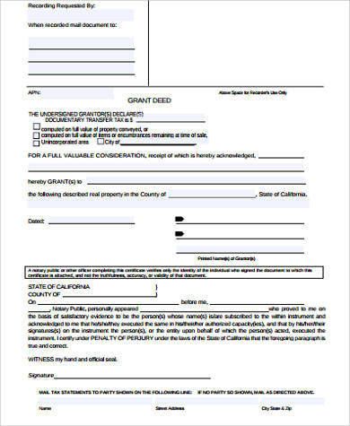 grant deed form sample