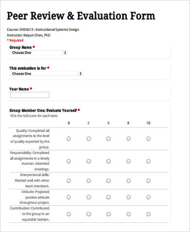 peer review presentation form