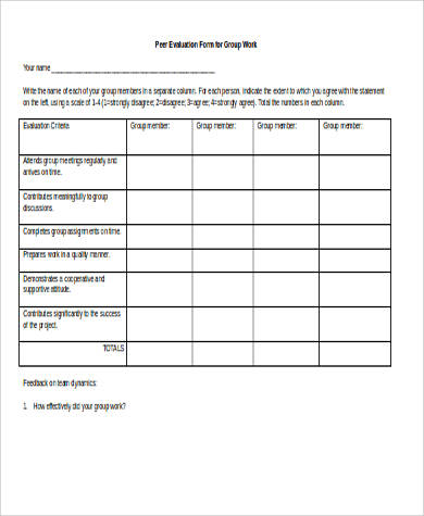 Free 9 Sample Peer Evaluation Forms In Ms Word Pdf