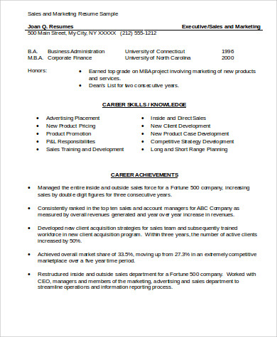 Free 8 Sample Marketing Skills Resume Templates In Ms Word Pdf