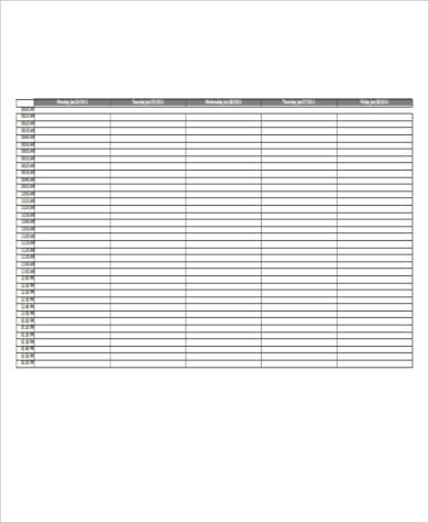appointment schedule calendar excel