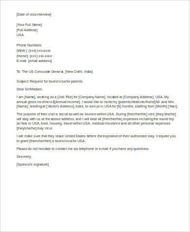 Affidavit Of Support Sample Letter For Tourist Visa Master Of