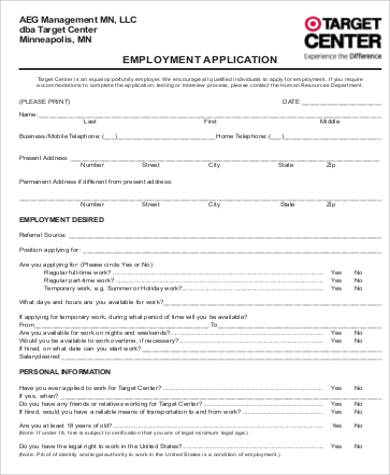 target employment application form1