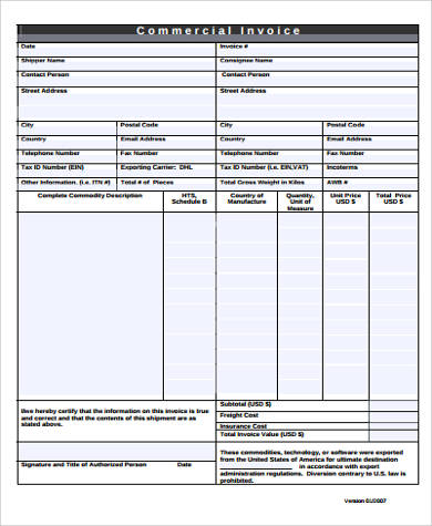 sample word in templates document in Form  Invoice 10 Sample PDF  Examples