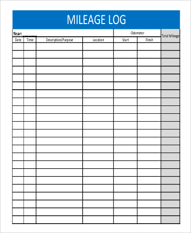 blank mileage log form