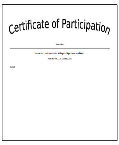 certificate of participation in word