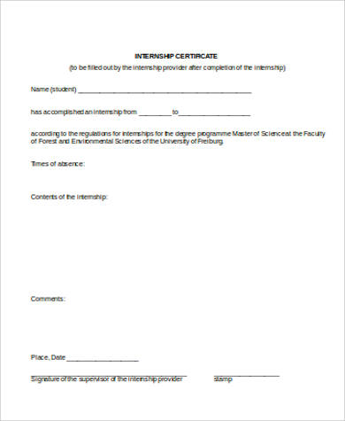 internship certificate example