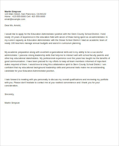 FREE 6+ Sample Education Cover Letter Templates in MS Word ...
