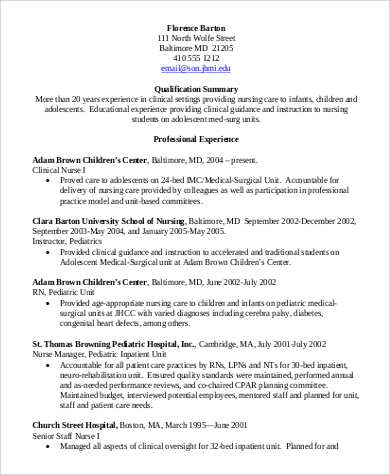 professional summary resume nursing