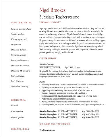 professional summary for teacher on resume