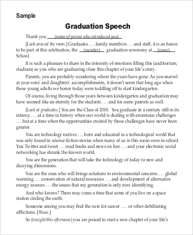 sample graduation speech