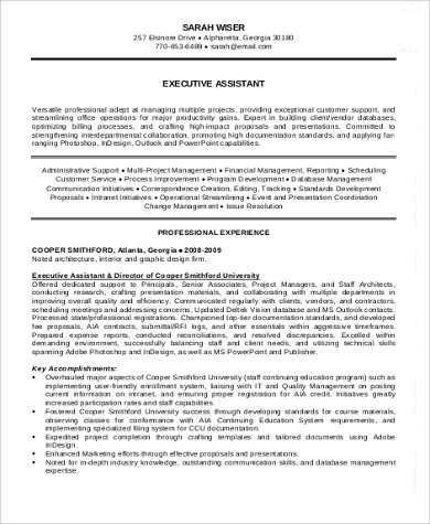 executive assistant summary resume