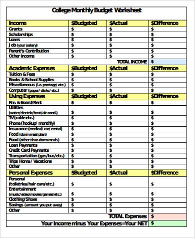 sample budget workbook high school