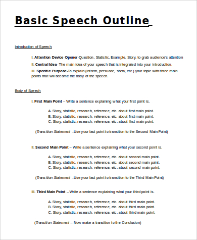 speech outline template free