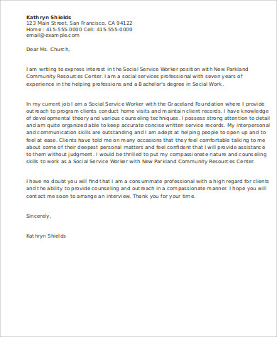 FREE 9+ Sample Social Work Cover Letter Templates in MS Word