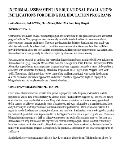 informal assessment in educational evaluation format