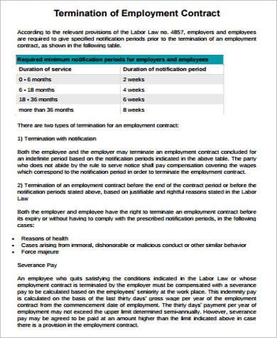termination of employment contract pdf