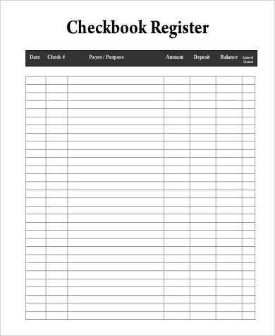 printable personal checkbook register