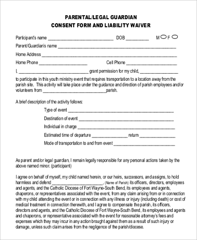 parental legal guardian consent form