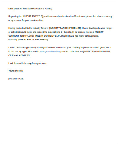 Free 6 Sample Cover Letter For Job Application Templates In Ms Word Pdf