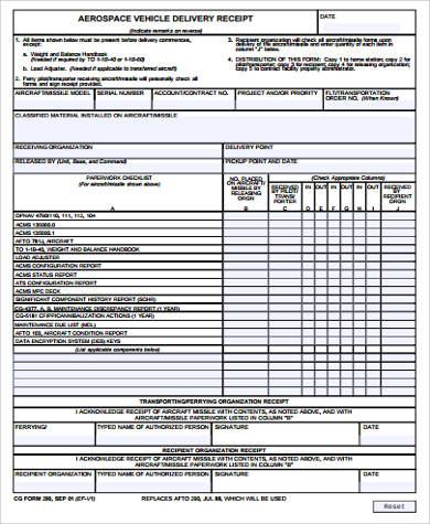 sample vehicle delivery receipt